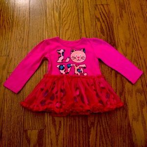 Pink long sleeve “LOVE” cheetah tutu bottom half Tee